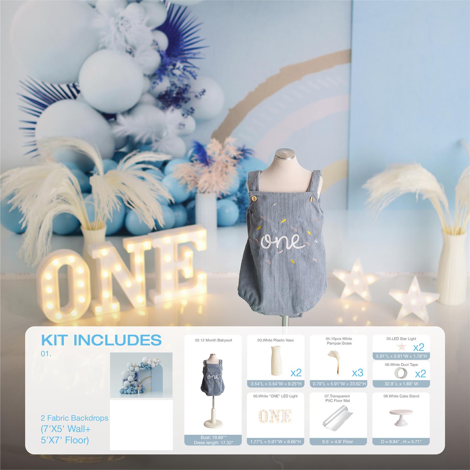 Kate Blue Boho Cake Smash Photo Kit -UK