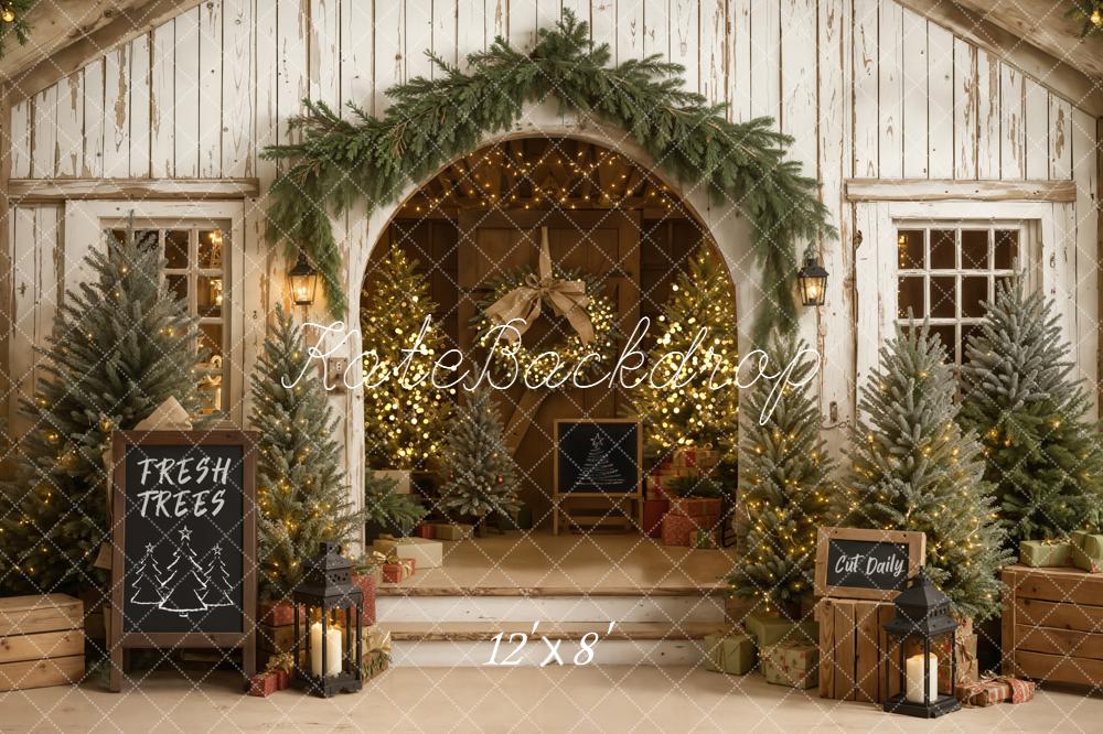 Kate Christmas Fresh Trees Rustic Archway Backdrop Designed by Emetselch -UK