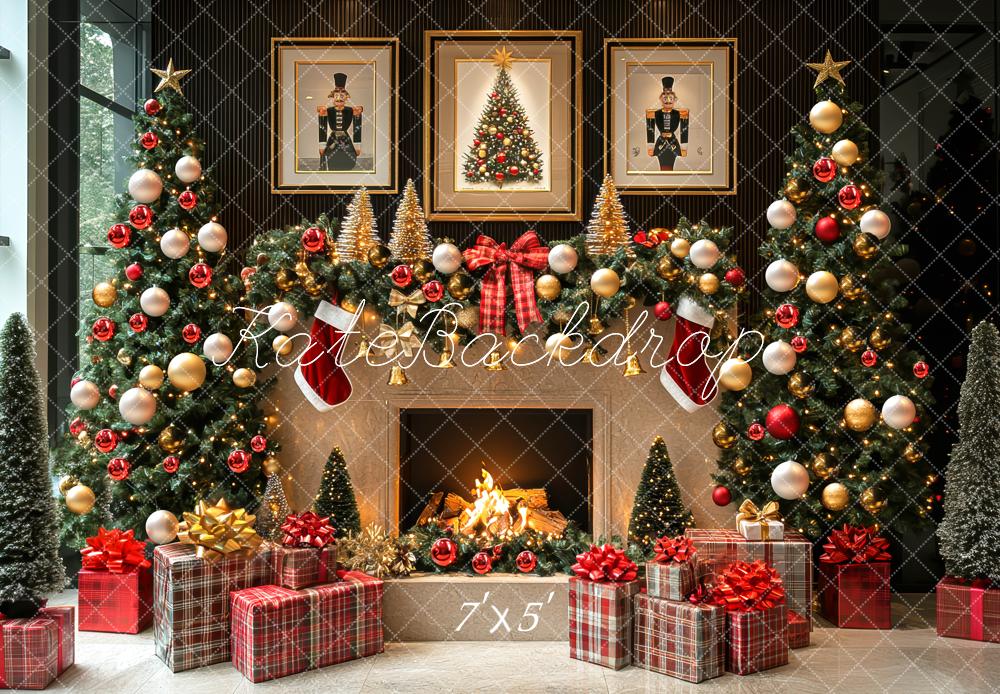 Kate Christmas Fireplace Tree Garland Gifts Backdrop Designed by Mini MakeBelieve -UK
