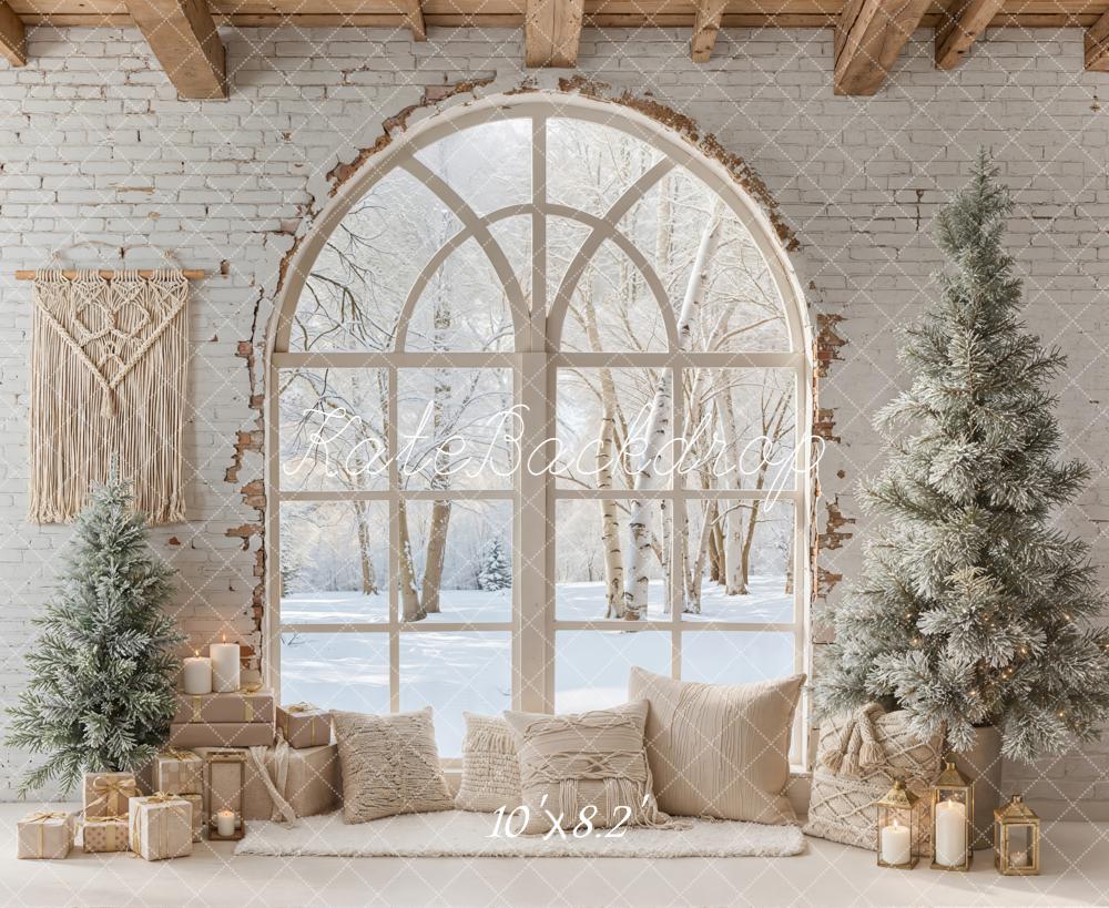 Kate Christmas Winter Arch Window Trees Backdrop Designed by Emetselch -UK