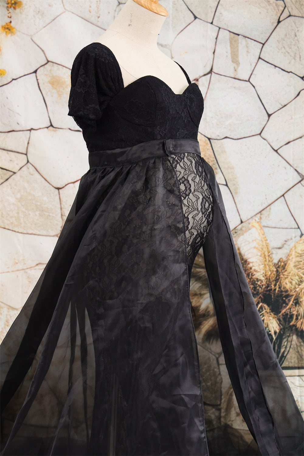 On Sale Kate Lace Short Sleeved Strapless Black Maternity Photoshoot Dress -UK