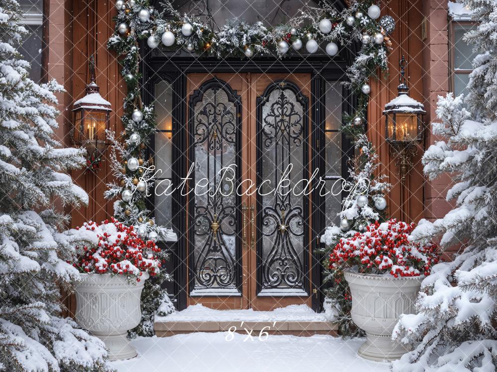 Kate Christmas Snowy Door Winter Backdrop Designed by Emetselch -UK