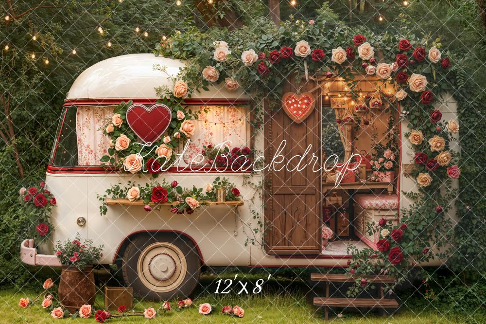 Kate Valentine Caravan Floral Heart Garland Backdrop Designed by Emetselch -UK