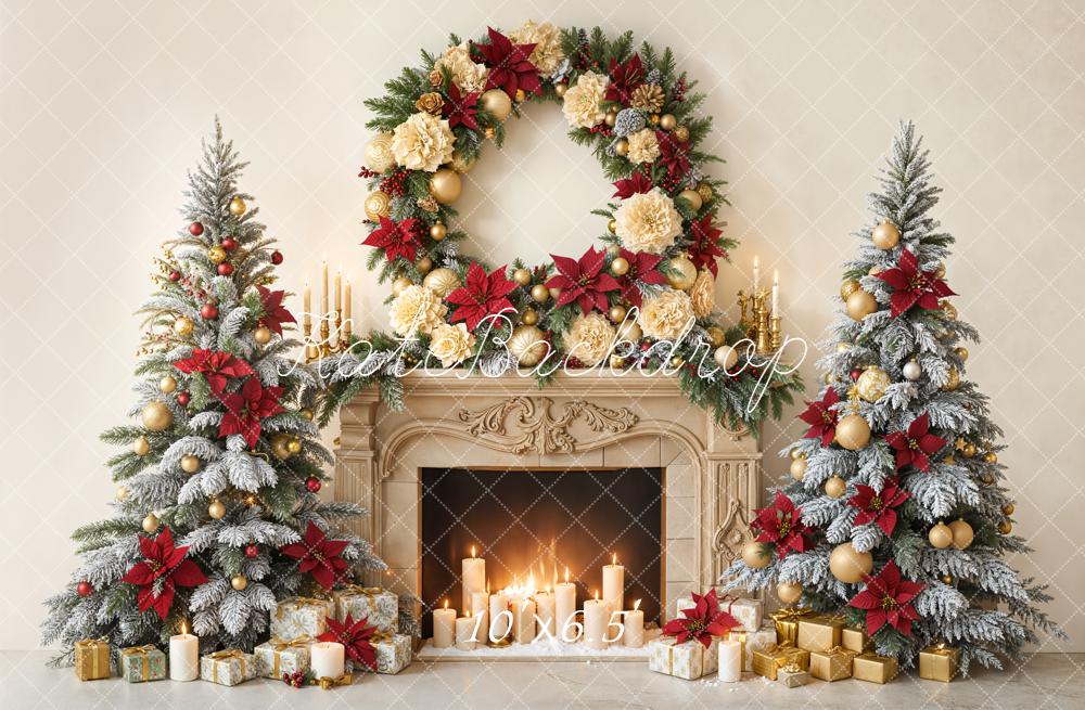 Kate Christmas Fireplace Garland Candle Trees Backdrop Designed by Emetselch -UK