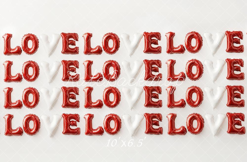 Kate Love Balloon Pattern Red White Fleece Backdrop Designed by Emetselch -UK