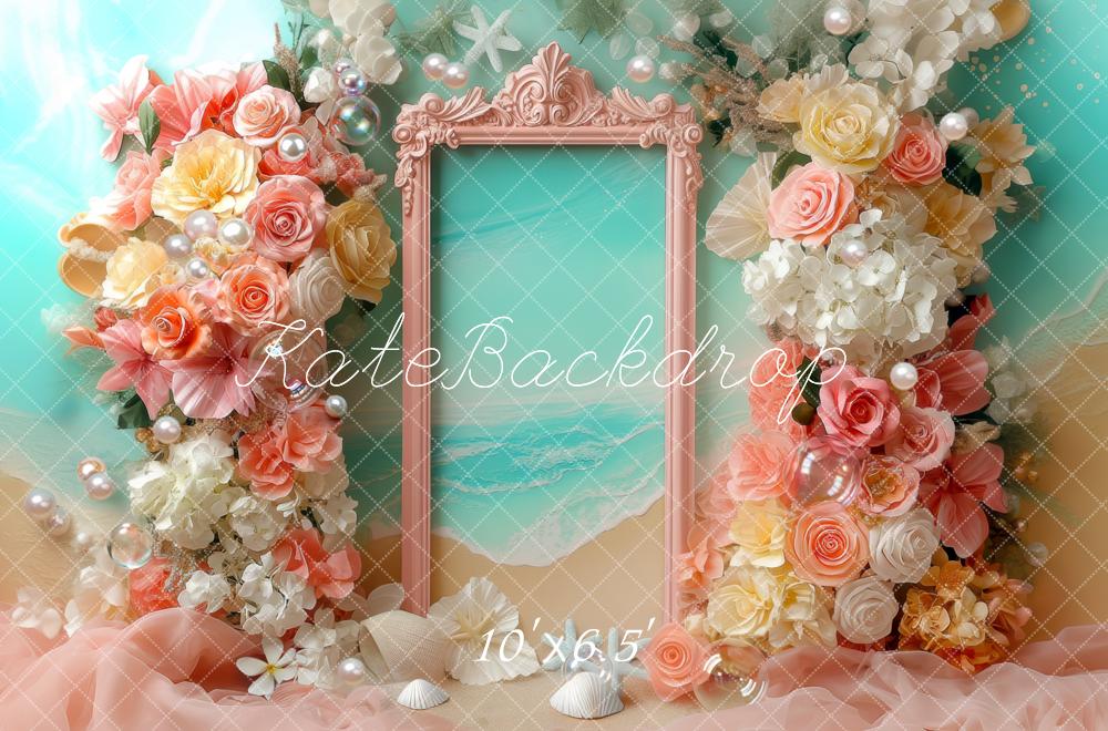 Kate Beach Flower Arch Seashells Backdrop Designed by Mini MakeBelieve -UK
