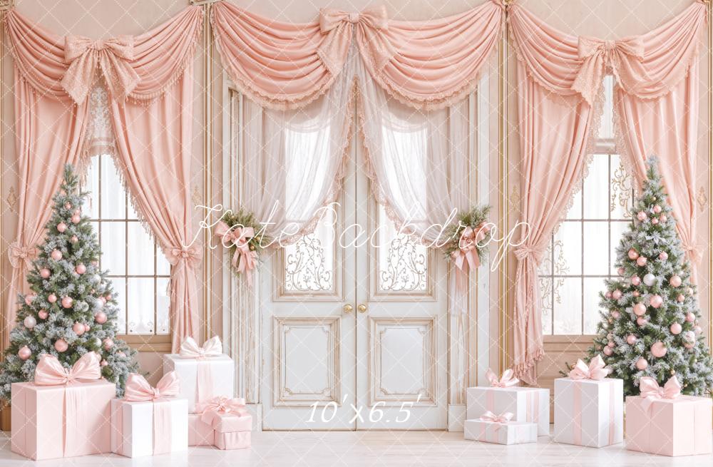 Kate Christmas Pink Curtain Gifts Backdrop Designed by Emetselch -UK