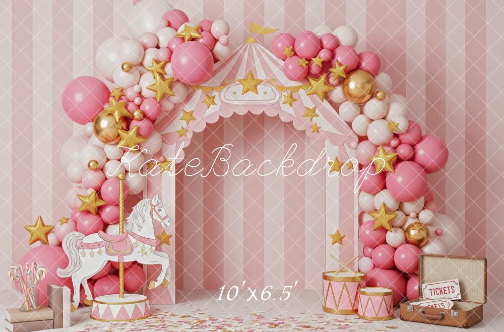 Lightning Deals Kate Circus Balloon Arch Carousel Pink Backdrop Designed by Patty Robert