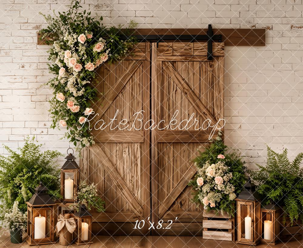 Kate Spring Barn Door Lanterns Rustic Backdrop Designed by Emetselch