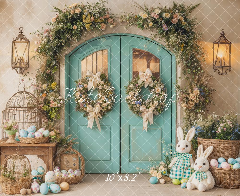Kate Easter Bunny Eggs Garland Green Door Backdrop Designed by Emetselch -UK