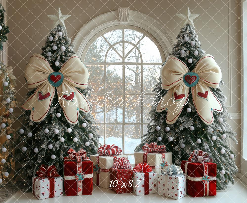 Kate Christmas Trees Bows Presents Window Backdrop Designed by Mini MakeBelieve -UK