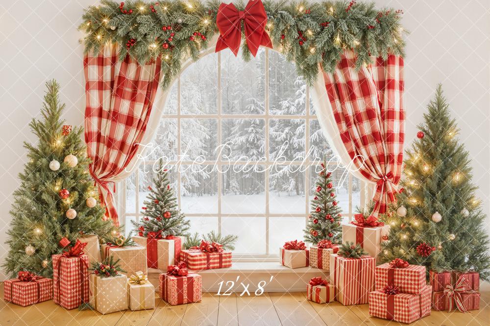 Kate Christmas Window Gift Boxes Trees Backdrop Designed by Emetselch -UK