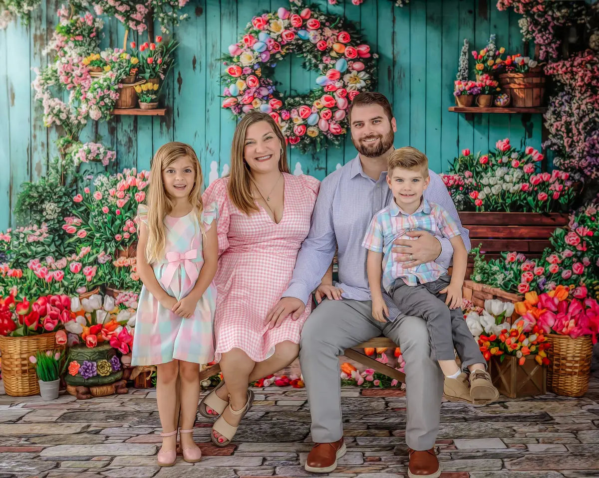 Kate Spring Floral Easter Wreath Backdrop Designed by Emetselch -UK