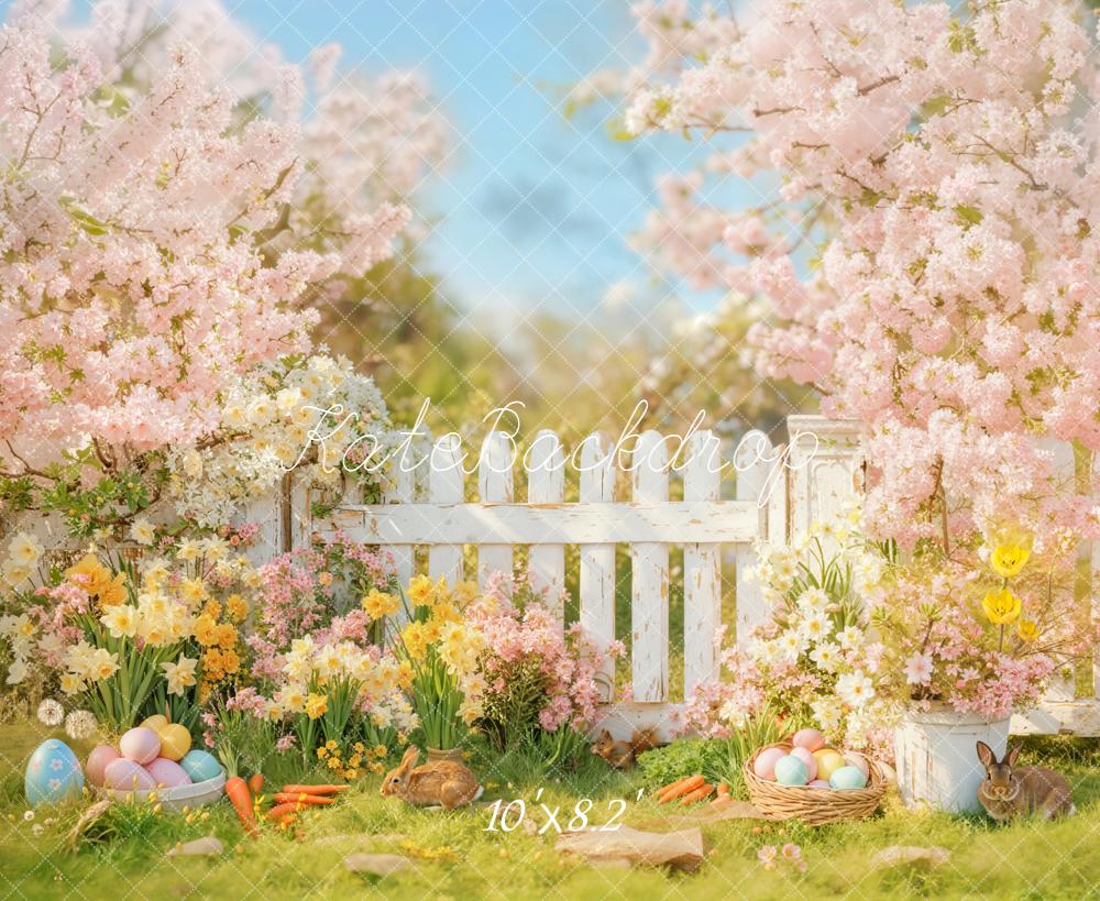 Kate Easter Bunny Eggs Garden Spring Backdrop Designed by Emetselch -UK