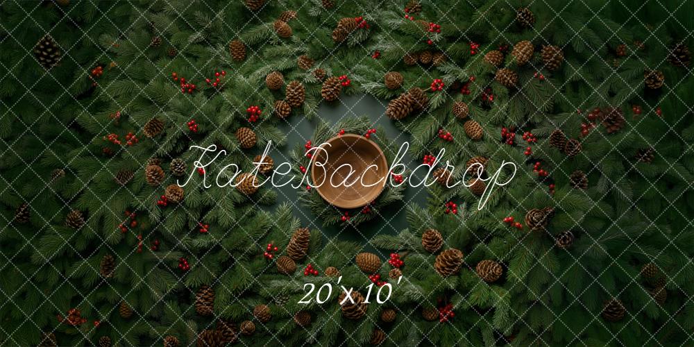 Kate Christmas Wreath Pinecones Bowl Backdrop Designed by Chain Photography