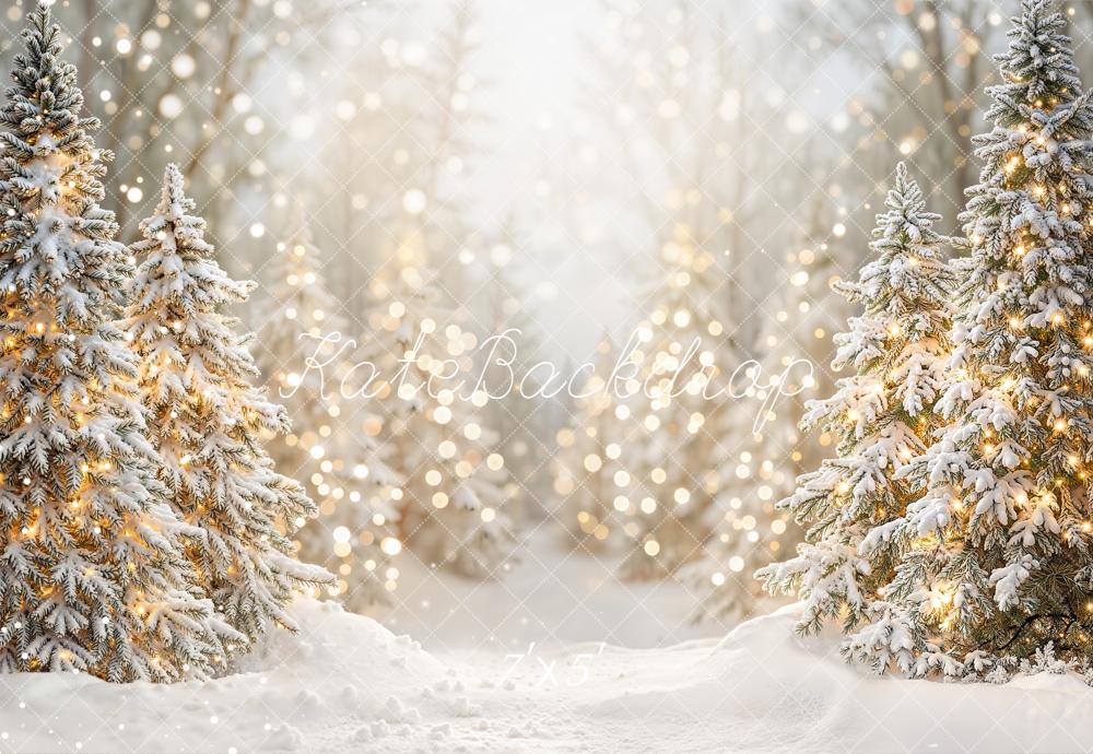 Kate Christmas Snowy Pine Trees Lights Backdrop Designed by Emetselch -UK