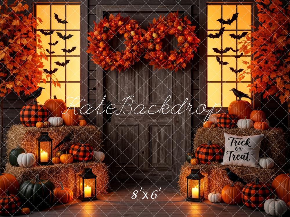 Kate Halloween Pumpkins Autumn Wreaths Backdrop Designed by Patty Robert