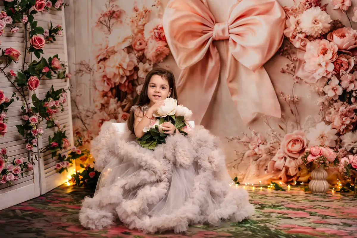 On Sale Kate Floral Arch Pink Big Bow Backdrop Designed by Emetselch -UK