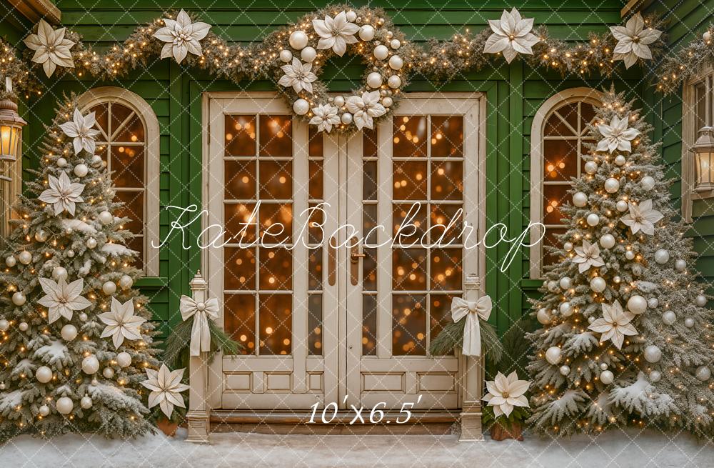 Kate Christmas Wreath Garland Trees Backdrop Designed by Ashley Paul