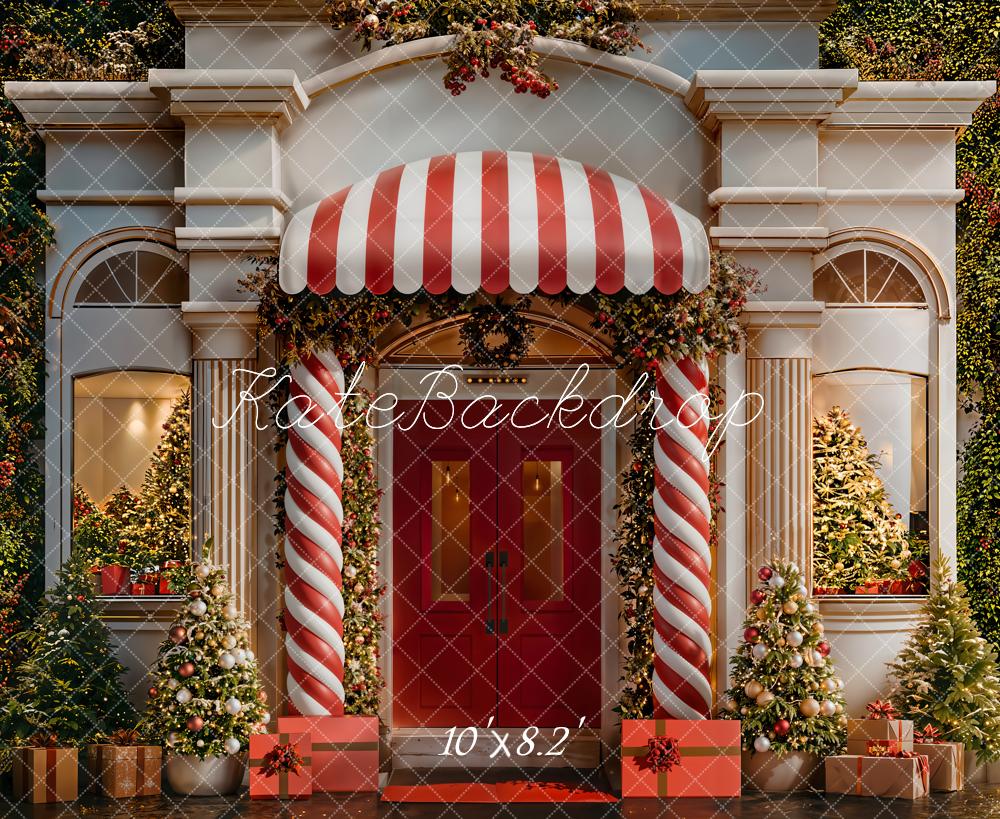 Kate Christmas Candy Cane Red Door Backdrop Designed by Emetselch