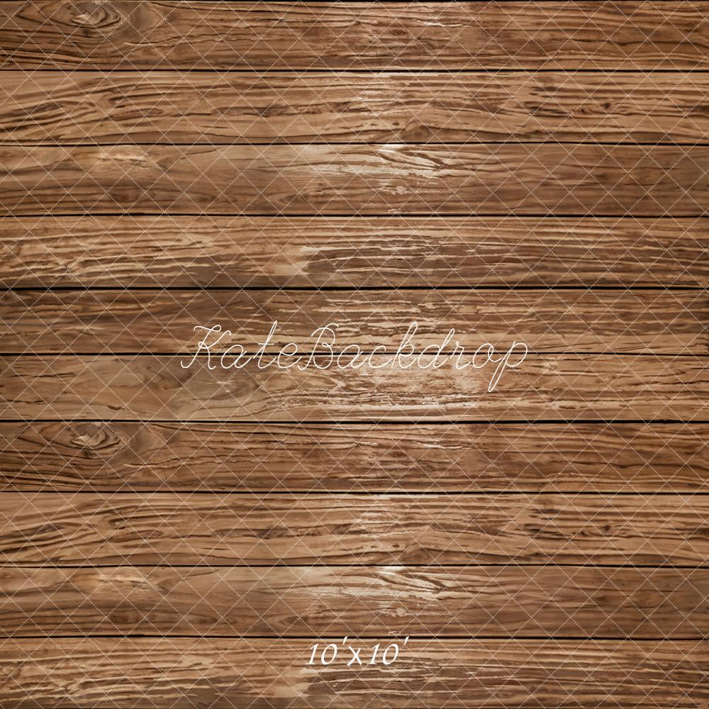 Kate Wood Plank Brown Rustic Floor Backdrop Designed by Emetselch