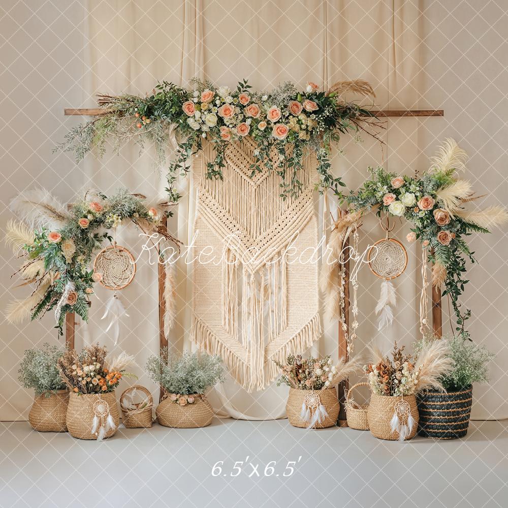 Kate Boho Macrame Dreamcatcher Floral Backdrop Designed by Emstselch