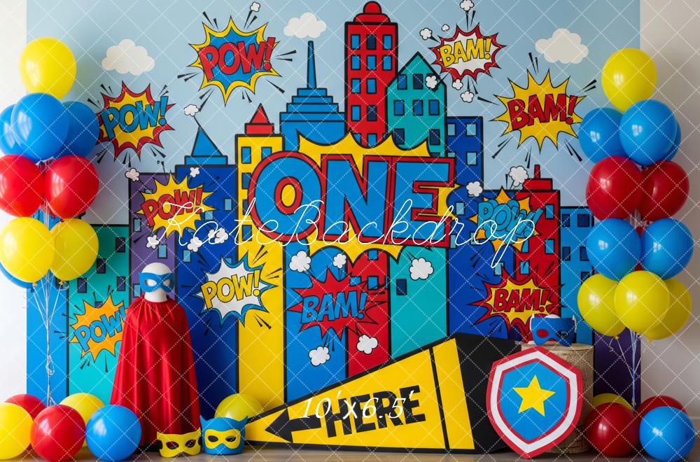Kate Children Superhero Comic City Pow Backdrop Designed by Patty Robert