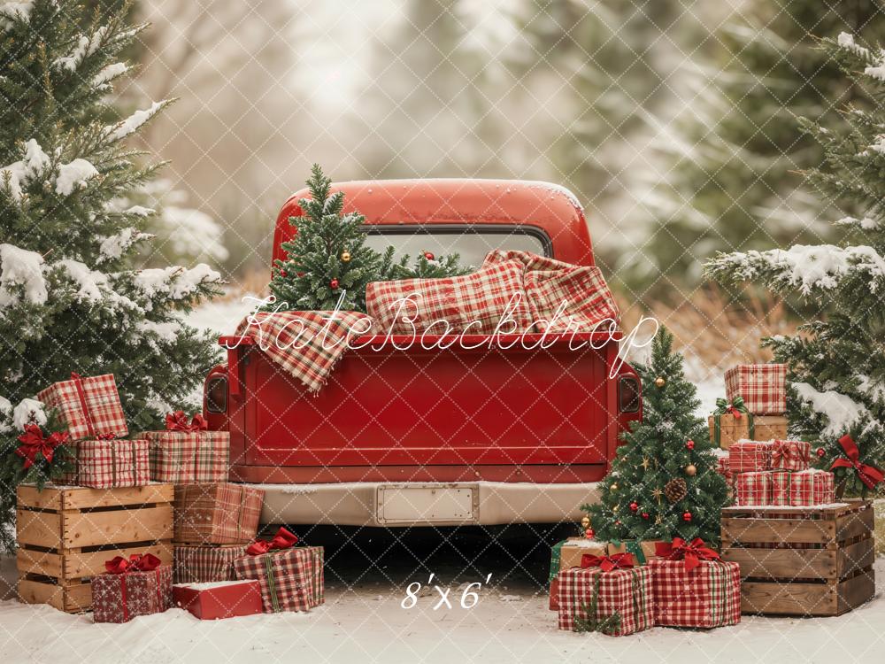 Kate Christmas Truck Gift Snow Forest Backdrop Designed by Emetselch -UK