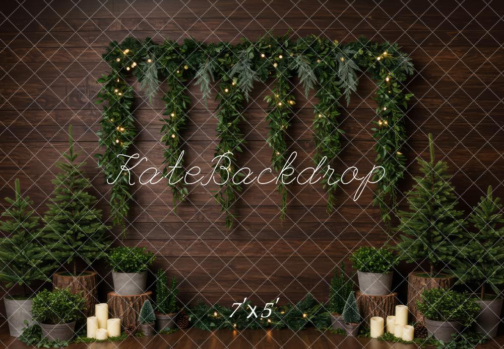 Kate Christmas Garland Candles Wood Texture Backdrop Designed by Patty Robert