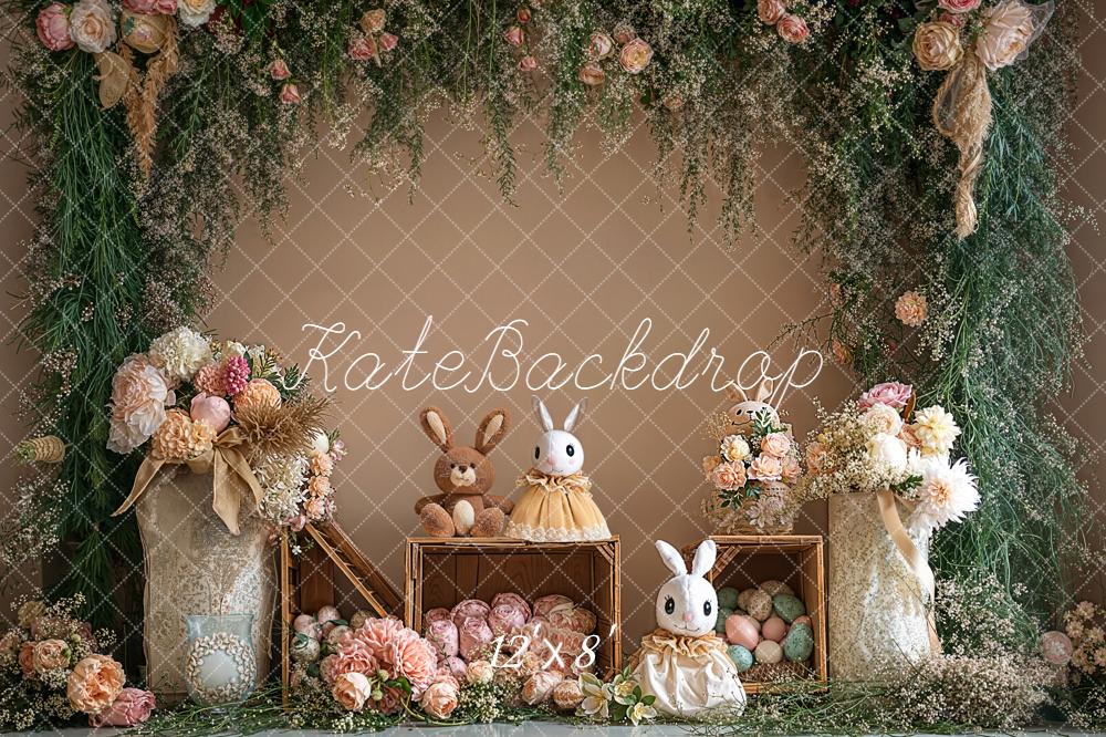 Kate Easter Bunny Flower Arch Fleece Backdrop Designed by Emetselch -UK