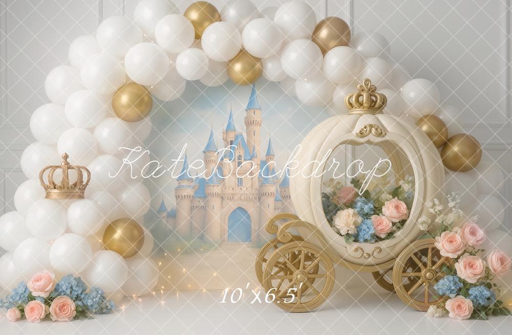 Kate Fairy Fantasy Castle Carriage Florals Balloons Backdrop Designed by Ashley Paul -UK