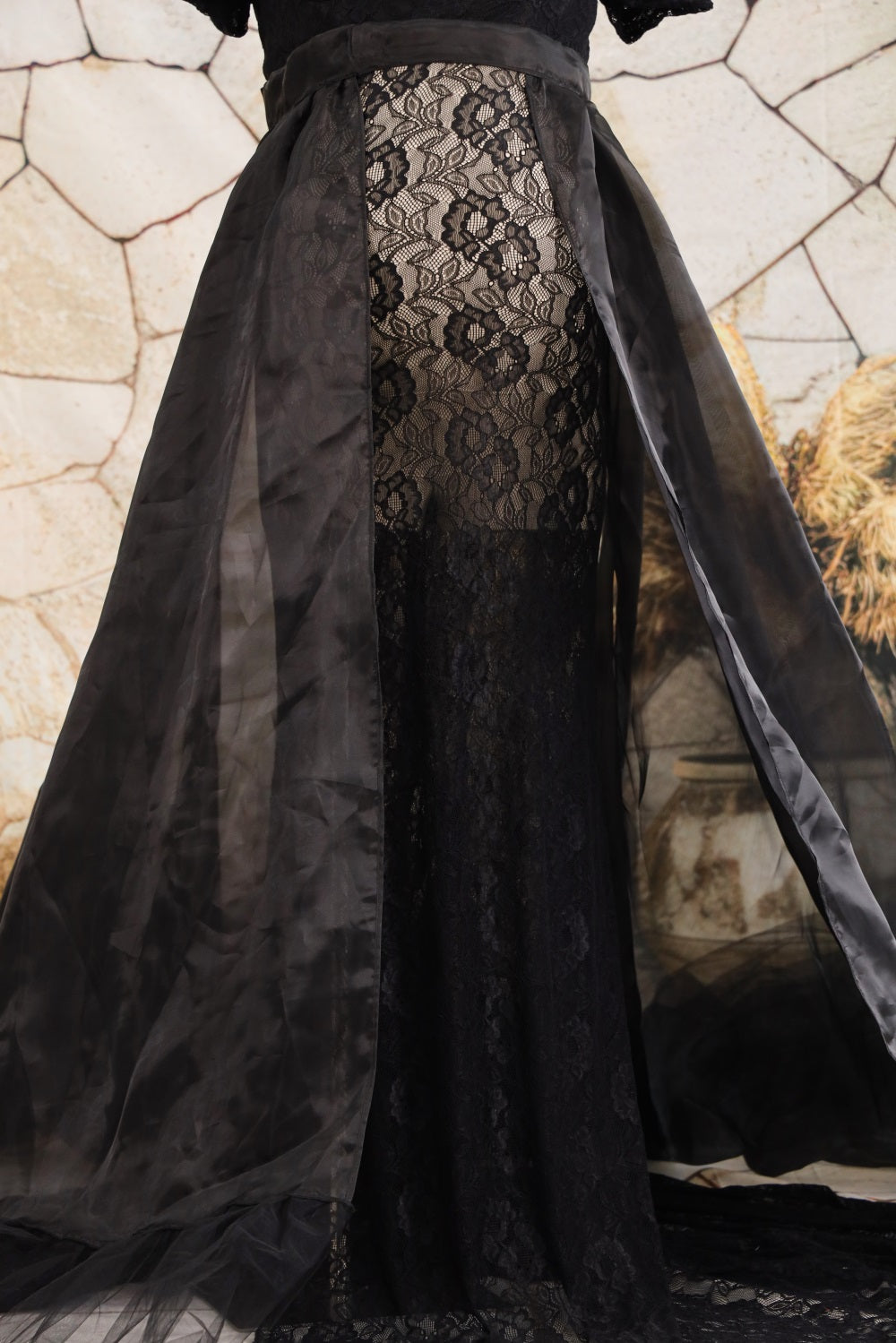 On Sale Kate Lace Short Sleeved Strapless Black Maternity Photoshoot Dress -UK