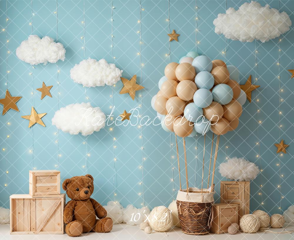 Kate Cake Smash Hot Air Balloon Teddy Cloud Backdrop Designed by Emetselch