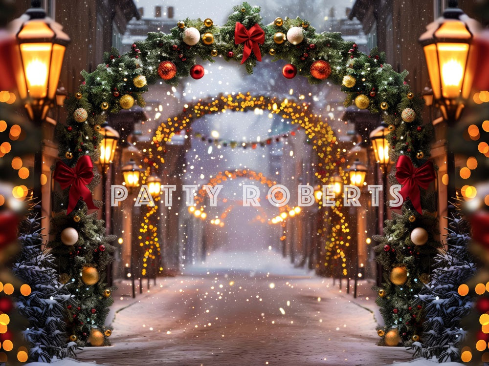 Kate Christmas Night Arch Street Store Backdrop Designed by Patty Robert -UK