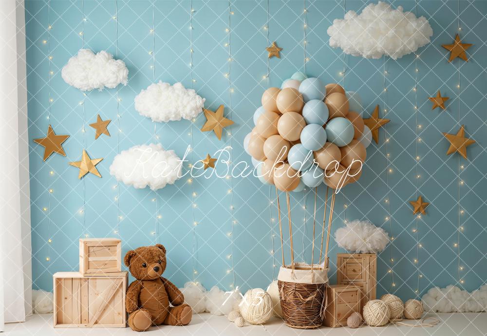 Kate Cake Smash Hot Air Balloon Teddy Cloud Backdrop Designed by Emetselch