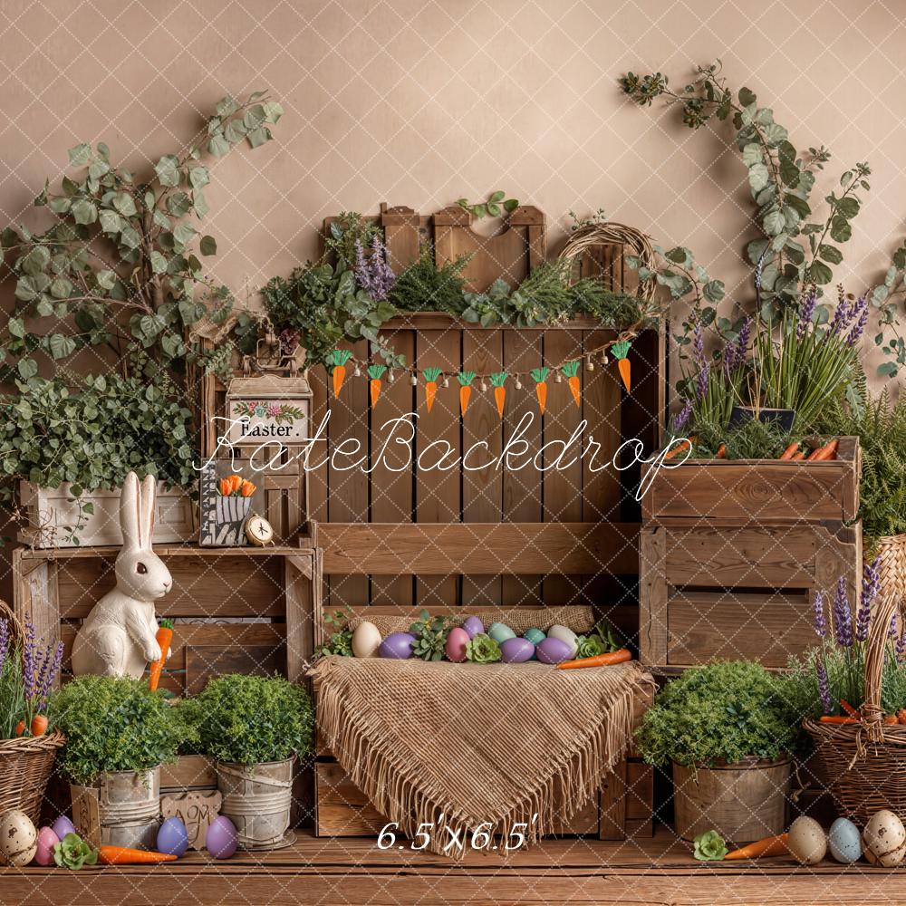 Kate Easter Bunny Carrots Wooden Crates Backdrop Designed by Emetselch