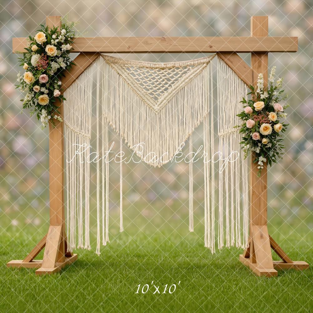 Kate Boho Wooden Arch Macrame Floral Backdrop Designed by Mini MakeBelieve -UK