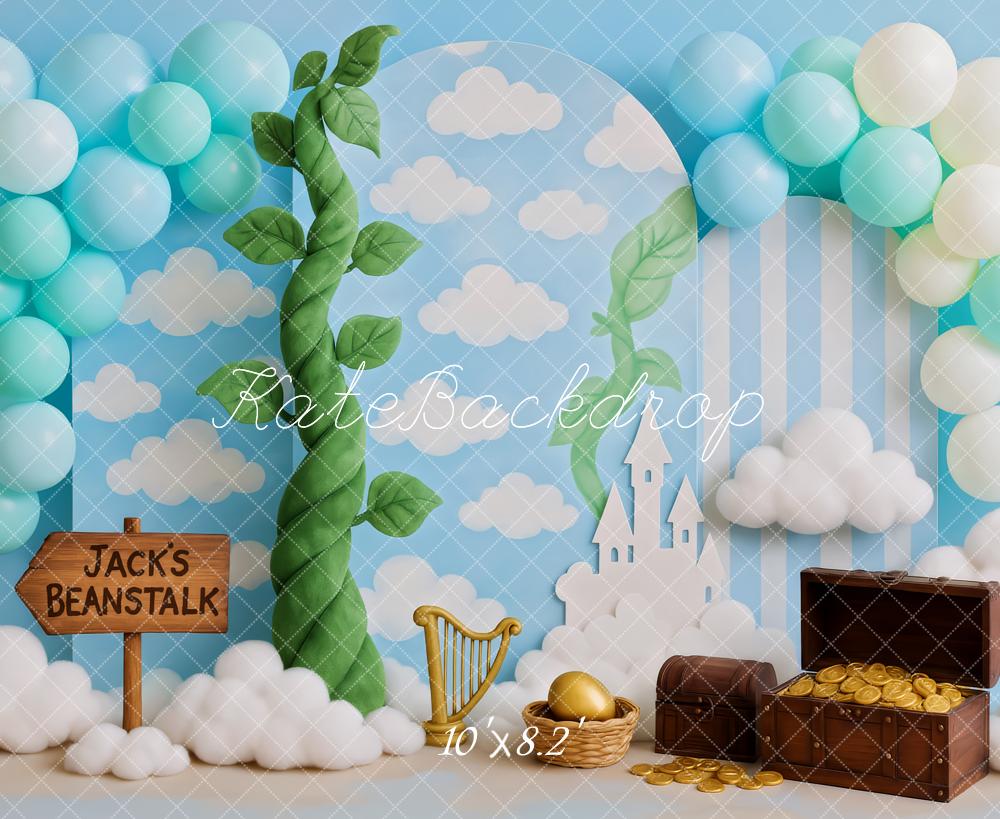 Kate Fantasy Beanstalk Treasure Clouds Backdrop Designed by Patty Robert -UK