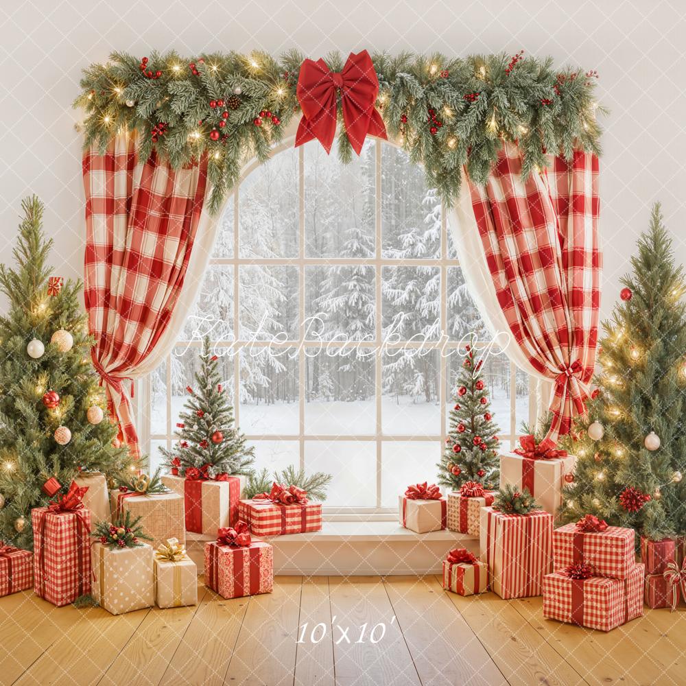 Kate Christmas Window Gift Boxes Trees Backdrop Designed by Emetselch -UK