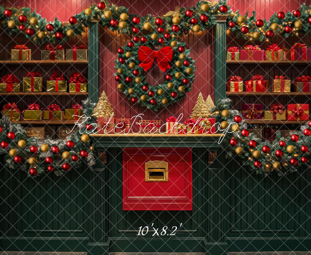 Kate Christmas Wreath Garland Gift Shelves Backdrop Designed by Mini MakeBelieve -UK