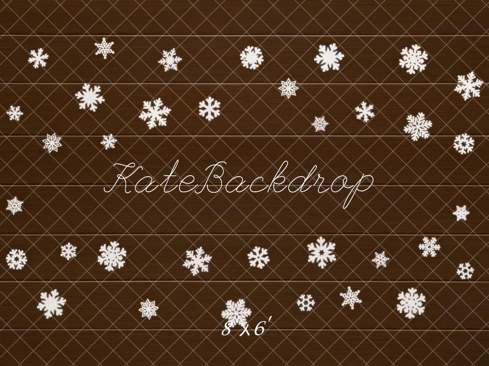Kate Snowflakes Brown Floor Backdrop Designed by Mini MakeBelieve -UK
