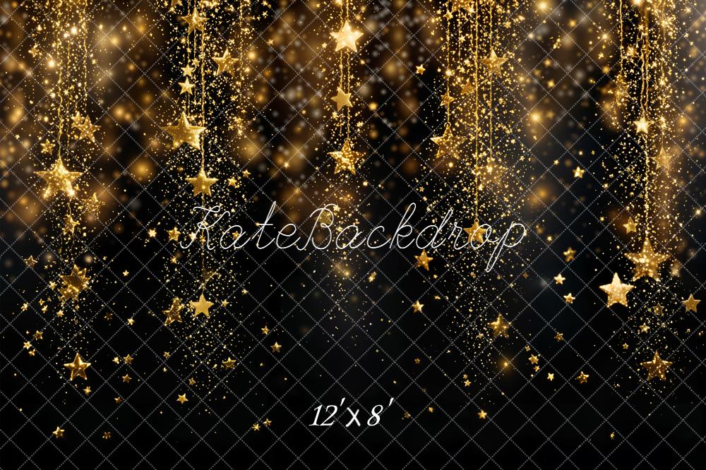 Kate Gold Glitter Stars Sparkle Fleece Backdrop Designed by Kate Image -UK
