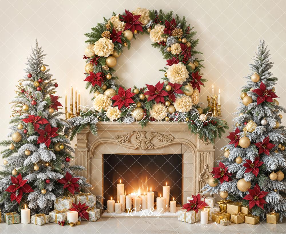 Kate Christmas Fireplace Garland Candle Trees Backdrop Designed by Emetselch -UK