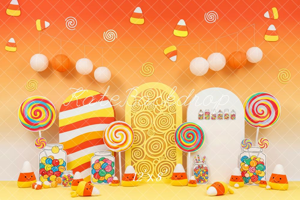 Kate Candy Corn Lollipops Orange Gradient Backdrop Designed by Patty Robert