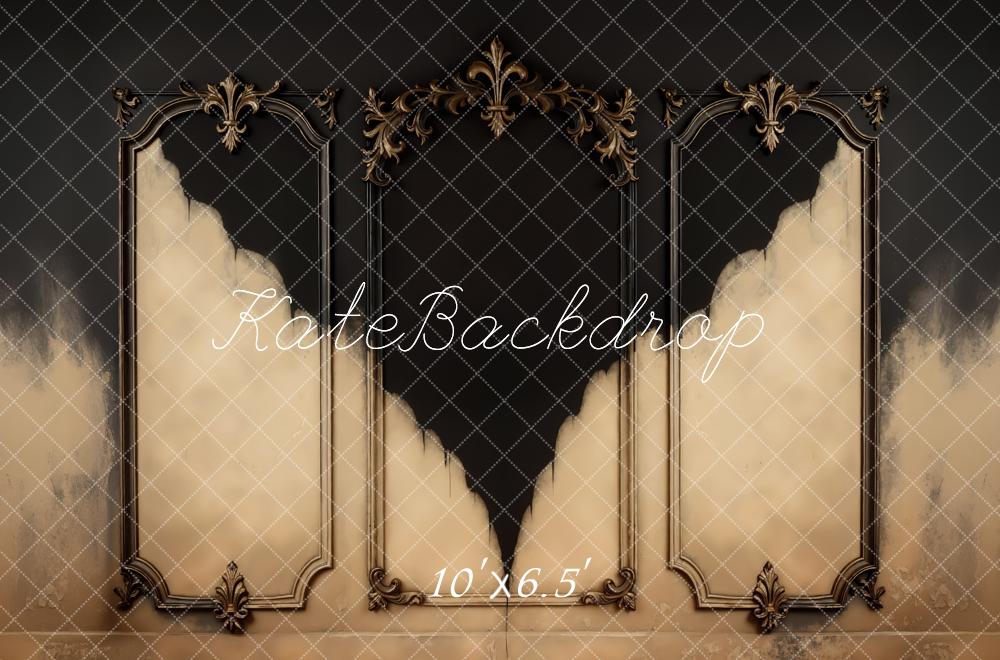 Kate Ornate Vintage Wall Black Beige Backdrop Designed by Mini MakeBelieve -UK