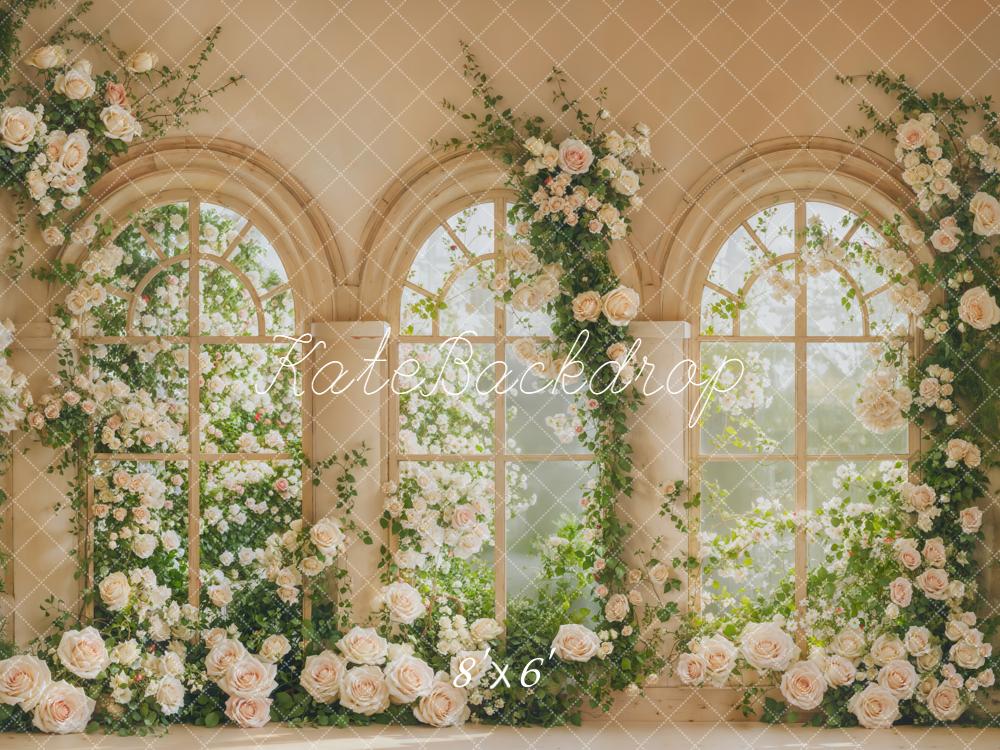 Kate Spring Cream Roses Arch Windows Backdrop Designed by Emetselch