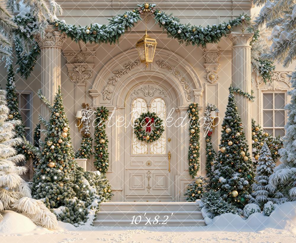 Kate Christmas Snowy Trees Doorway Backdrop Designed by Emetselch -UK