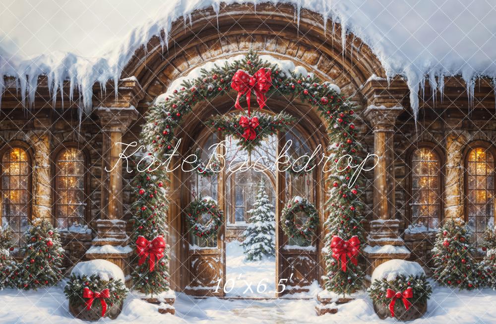 Kate Christmas Snow Vintage Arch Castle Gate Backdrop Designed by GQ -UK