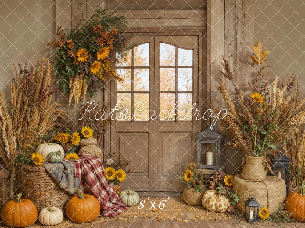 Kate Autumn Pumpkin Rustic Room Backdrop Designed by Emetselch -UK