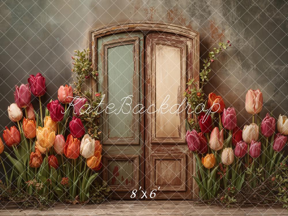 Kate Vintage Door Tulips Backdrop Designed by Emetselch